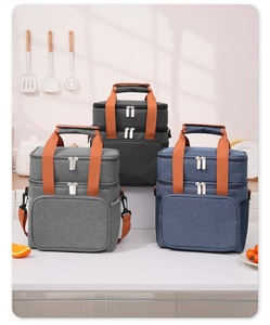 Minimalist Oxford Insulated Cooler Bag with Orange Straps and Mesh Side Pocket Portable Picnic Use All Seasons - Product Image 4