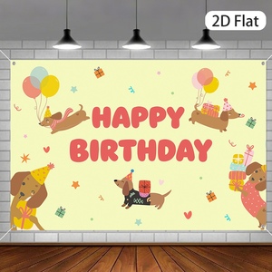 Toile de fond murale en polyester pour fête d'<span class=keywords><strong>anniversaire</strong></span> 2026 sur le thème des Chiens Saucisses, décoration murale pour fête d'<span class=keywords><strong>anniversaire</strong></span> - Product Image 3