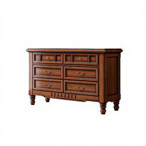 Armoire de rangement <span class=keywords><strong>vintage</strong></span> en bois massif de style américain à six tiroirs pour chambre à coucher et salon pour enfants - Product Image 1