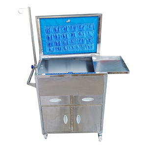 Chariot médical en acier inoxydable avec plateau rabattable et roues pour usage hospitalier - Product Image 3