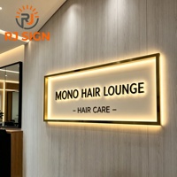 Enseigne en lettres 3D en acier inoxydable doré miroir de luxe, enseigne rétroéclairée en métal LED pour entreprise, boutique, hôtel, studio de beauté, salon de coiffure