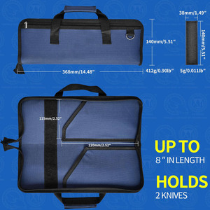 Échantillon gratuit Rouleau de rangement pour couteaux de cuisine en toile cirée personnalisée en cuir Rouleau d'outils portable Porte-couteaux - Product Image 5