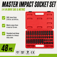 Jeu de douilles à chocs automobiles 48 pièces, entraînement 1/4, métrique et SAE, profondes et standard, 4-15 mm, 3/16-9/16, kit d'outils de réparation pour garage automobile
