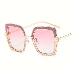 Nouvelles Lunettes de Soleil Carrées Vintage de Luxe 2020 pour Femmes, Monture Métallique Grande Taille, Protection UV400, avec Perles Creuses - Product Image 3