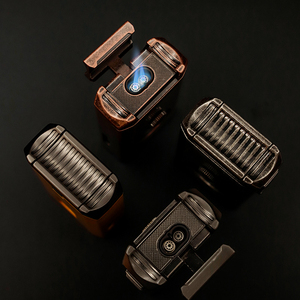 Encendedor de antorcha de llama azul de doble fuego a prueba de viento de lujo con cortador en V 2 en un encendedor - Product Image 5