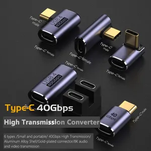 USB4 Adapter USB C Male To Female Laptop 40G High-speed Thunderbolt 3/4 Data Cable Extension 90 Degree L-shaped U-shaped Adapter