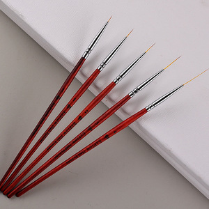 Ensemble de pinceaux à manche en bois rouge japonais pour le nail art, stylos de sculpture et de dessin pour la manucure DIY et la création de motifs sur les ongles - Product Image 3