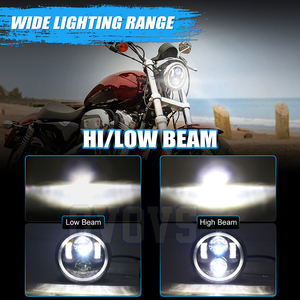 Faro Delantero <span class=keywords><strong>LED</strong></span> OVOVS <span class=keywords><strong>de</strong></span> 5.75 Pulgadas con Halo RGB Blanco, Luz Alta y Baja para Harley Sportster Dyna - Product Image 5