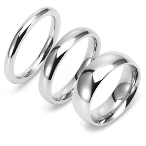 <strong>Titanium</strong> Steel <strong>Rings</strong> for Women <strong>Men</strong> High Polish Plain Dome Silver/Gold/Rose Gold Wedding Band Comfort Fit - Product Image 1