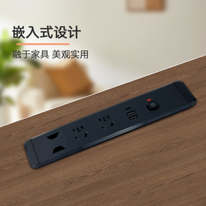 Desktop Power Strip 5 Outlets 2 <b>Usb</b> Ports Tabletop <b>Socket</b> <b>With</b> Switch Standard Grounding 220 V Abs Material - Product Image 3