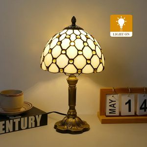 <span class=keywords><strong>Lampe</strong></span> de chevet vintage style <span class=keywords><strong>Tiffany</strong></span> avec perles beiges, <span class=keywords><strong>lampe</strong></span> de bureau, <span class=keywords><strong>petite</strong></span> <span class=keywords><strong>lampe</strong></span> d'appoint, <span class=keywords><strong>lampe</strong></span> de lecture avec couleur - Product Image 4