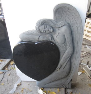 Памятник из черного гранита в форме сердца, надгробие для могил - Product Image 5