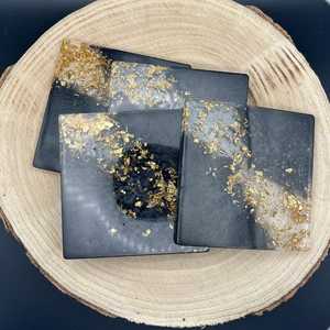 ชุดที่รองแก้วศิลปะทำจากเรซิ่นแบบคลาสสิกแผ่นรองเครื่องดื่มตกแต่งทำด้วยมือเหมาะสำหรับตกแต่งบ้านโต๊ะกาแฟหรือใช้ในสำนักงาน - Product Image 2