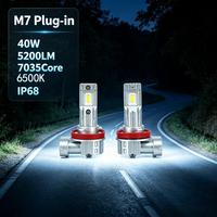 Phares LED de voiture SunRise M7 H13 12V 40W 5200LM 6500K IP68 étanches avec plaque en cuivre, compatibles Canbus, installation facile, ajustement universel