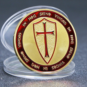 Chevaliers maçonniques <span class=keywords><strong>templiers</strong></span> sur cheval croix rouge <span class=keywords><strong>franc</strong></span>-<span class=keywords><strong>maçon</strong></span> maçonnique plaqué argent pièce Souvenir - Product Image 5