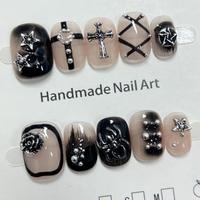 Faux ongles en acrylique ultra-courts, transparents, mignons, souples, à presser, faits à la main, 10 pièces, avec étiquette privée