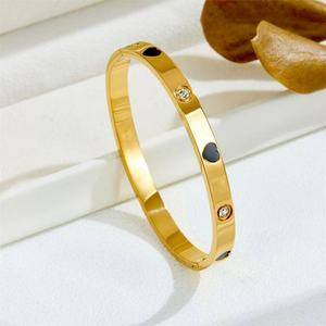 Elegant Stainless Steel <b>Chunky</b> 316l 18k <b>Gold</b> Plated Women's Fashion Crystal <b>Bracelets</b> and Bangles Jewelry for Women - Product Image 2