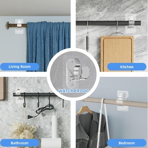Không có khoan Rèm Rod chân đế tự dính rèm Rod Holders Heavy Duty Stick trên Rod móc phòng ngủ phòng tắm phòng khách - Product Image 5