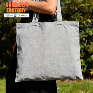 Custom Natural Durable Cotton Canvas <b>Reusable</b> Handled Tote <b>Bag</b> with Custom Logo and Screen Printing for Gift and Grocery Use - Product Image 1