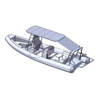 Bateaux pneumatiques à double coque en aluminium de 23 pieds, fabriqués en Chine, Performance 700, Orca/Hypalon/PVC, pour la pêche