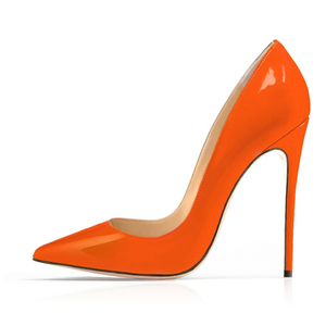 Women's 12cm High Heels Stiletto Pumps Solid Color Shiny Patent Leather Court <b>Shoes</b> Pointed Toe Slip-On Fashionable Summer Club - Product Image 3
