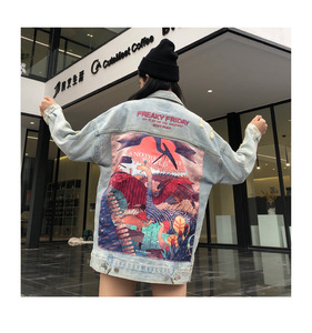 Veste en Jean Vintage pour femme, Streetwear, Style Punk, imprimé dessin animé - Product Image 4
