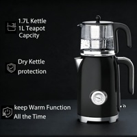 Nouvel ensemble de théière turque 2200W, samovar électrique en acier inoxydable et verre, bouilloire à thé automatique à ébullition rapide pour la maison