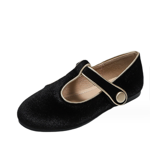 Nouvelles Chaussures Décontractées en Cuir Noir Imprimé pour Filles, Modèle T-Bar Plat et Rond, Idéales pour Bébés - Product Image 1