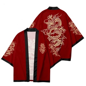2025 3D estampado de dragón moda japonesa cárdigan <span class=keywords><strong>Haori</strong></span> señoras vestido asiático tradicional Cosplay camisa roja Harajuku playa Kimono - Product Image 1