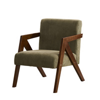 Fauteuil individuel de style Mid-century moderne avec dossier en bois massif, confortable pour les longues sessions – Styles américains Wabi-sabi pour bureau/chambre