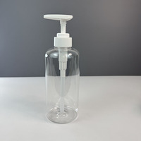 Bouteille vide personnalisée prête à être expédiée, 300 ml/500 ml, en PET, ronde, transparente, pour lotion corporelle, savon, shampoing, avec pompe pulvérisatrice