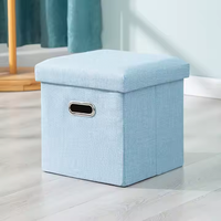 Pouf de rangement moderne en coton et lin, pliable, avec couvercle capitonné, pour usage scolaire, vente en gros
