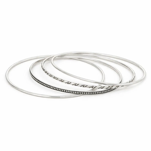 Handmade Sterling Silver <b>Stacking</b> Bangles Mixed Pattern <b>Bracelet</b> Set Elegant Layered 925 Silver Jewelry Textured Stackable Wrist - Product Image 2