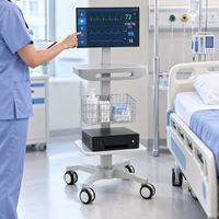 Chariot de surveillance pour salle d'endoscopie avec base roulante à cinq roulettes et panier à accessoires pour l'installation d'appareils de surveillance du patient