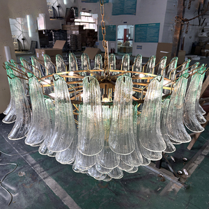 Luminaire intérieur <span class=keywords><strong>Lustre</strong></span> de salle à manger moderne pour villa <span class=keywords><strong>Lustre</strong></span> en verre pétale dégradé <span class=keywords><strong>vert</strong></span> - Product Image 5