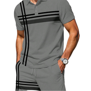 Pantalones Cortos Casuales Cómodos y a la Moda con Estampado Frontal Personalizado, Estilo Europeo Americano para Hombre, con Flecos, Transpirables, de Manga Corta, 100% Poliéster - Product Image 1