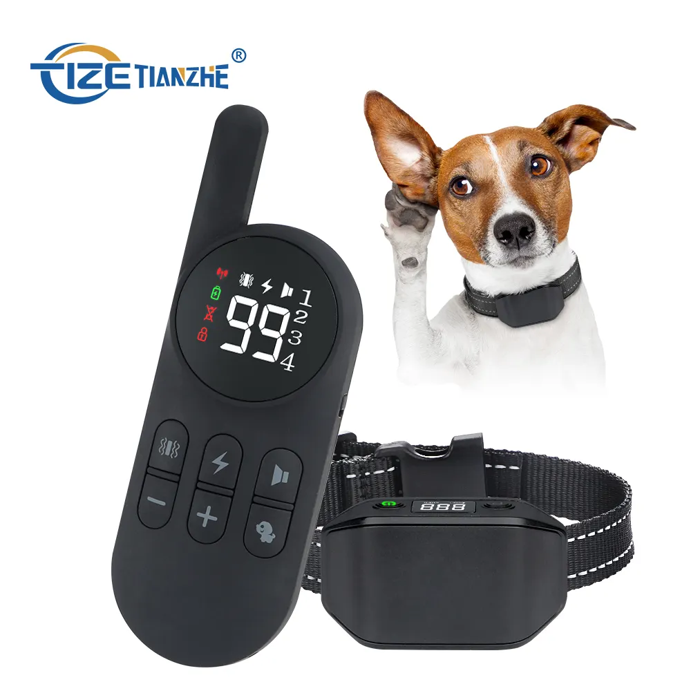 OEM 1000 feet TIZE Control remote pet anti barking collar Electric Shock Training Collar Bark Stop E collar for 4 dog training