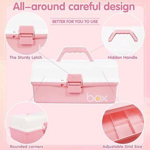 12in Three-Layer Multipurpose <b>Storage</b> <b>Box</b> Organizer Folding <b>Tool</b> <b>Box</b> Sewing Supplies Organizer Medicine <b>Box</b> with 2 Trays - Product Image 3