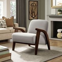 Fauteuil de luxe moderne en bois massif, écologique, avec assise en tissu et accoudoirs, pour salon, chambre, chaise de loisirs rembourrée pour appartement et villa