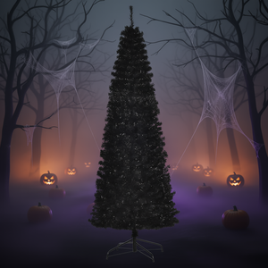 ต้นคริสต์มาสสีดำแบบเรียวบาง ขนาด 7 ฟุต พร้อมขาตั้ง สไตล์ฮาโลวีน สำหรับตกแต่งวันหยุด - Product Image 2