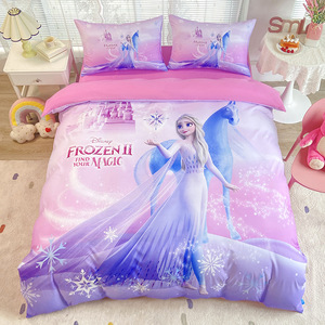 Nuevo Juego de 4 piezas de dibujos animados de <span class=keywords><strong>Frozen</strong></span>, juego de sábanas de princesa Elsa, juego de cama para niños - Product Image 1