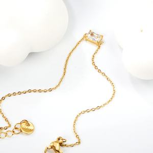 Bracelet à breloques en acier inoxydable plaqué or 18 carats PVD avec zircone rectangulaire, bijoux fantaisie mignons en gros pour femmes - Product Image 3