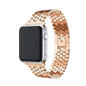 Bracelet de montre en métal pour Apple Watch, design en maille de 20 mm, boucle à pression, noir, argent, or, or rose - Product Image 2