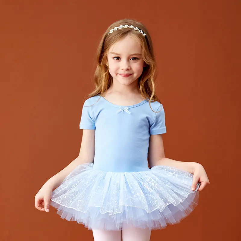 Yeni varış yüksek kalite 3-10 yıl çocuklar bale tül çocuk pembe mavi mor dans Tutu kız elbise