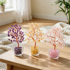 Wholesale Healing Crystal <b>Tree</b> Natural Quartz Rose Aventurine Gravel Glass Bottle <b>Tree</b> for Souvenir - Product Image 3
