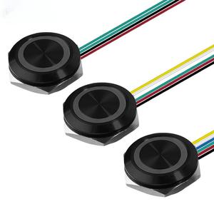 22mm Tri-Color LED Mini <strong>Push</strong> <strong>Button</strong> Switches Stainless Steel Short Ultrathin Waterproof Momentary Cable 12V24V 1NO Black Metal - Product Image 3