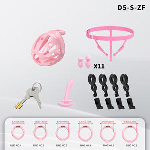 YPM 3D geprinte Sissy Cage kuisheidskooi met spikes, hars, paars roze, met 6 ringmaten, harnas, <span class=keywords><strong>mini</strong></span> plastic slot - Product Image 6