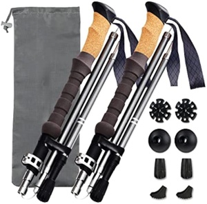Bastones de aleación de aluminio para senderismo, bastones de aleación para trekking, bastones de escalada plegables automáticos ultracortos telescópicos de cinco secciones para exteriores - Product Image 1