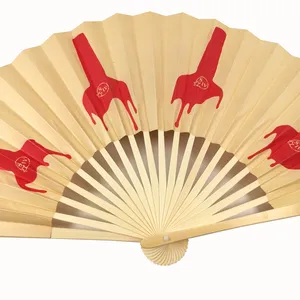 Изготовленный на заказ логотип для свадьбы Традиционный китайский бумажный веер Сувенирные игрушки с индивидуальным принтом Бамбук Большой ручной складной веер