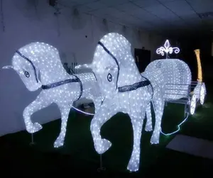 Su geçirmez 3d Led Motif kabak külkedisi arabası düğün kabak taşıma ışıkları ile LED atlar